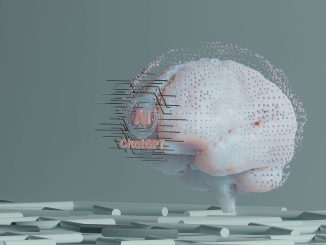 Un cervello che contiene il logo dell'IA