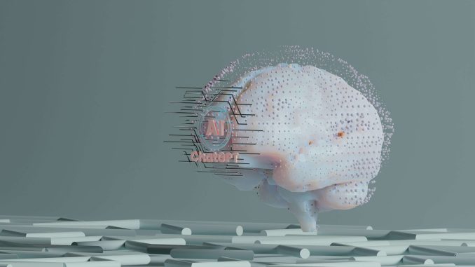Intelligenza Artificiale Un cervello che contiene il logo dell'IA